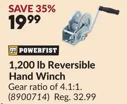 Princess Auto 1,200 lb Reversible Hand Winch offer
