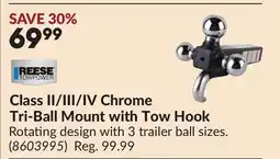 Princess Auto Class II/III/IV Chrome Tri-Ball Mount with Tow Hook offer