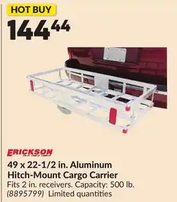 Princess Auto ERICKSON 49 x 22-1/2 in. Aluminum Hitch-Mount Cargo Carrier offer
