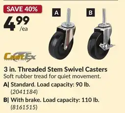 Princess Auto 3 in. Threaded Stem Swivel Casters offer