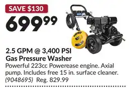Princess Auto 2.5 GPM @ 3,400 PSI Gas Pressure Washer offer