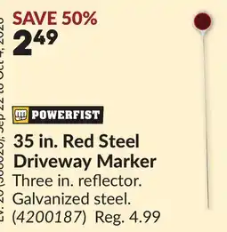 Princess Auto POWERFIST 35 in. Red Steel Driveway Marker offer