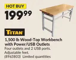Princess Auto 1,500 lb Wood-Top Workbench with Power/USB Outlets offer