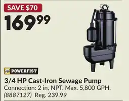 Princess Auto 3/4 HP Cast-Iron Sewage Pump offer