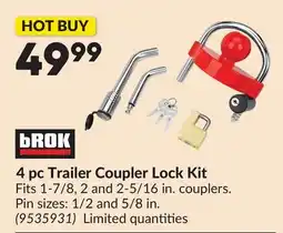 Princess Auto 4 pc Trailer Coupler Lock Kit offer