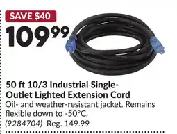 Princess Auto 50 ft10/3 Industrial Single- Outlet Lighted Extension Cord offer