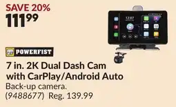 Princess Auto 7 in. 2K Dual Dash Cam with CarPlay /Android Auto offer