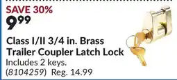 Princess Auto Class I/II 3/4 in. Brass Trailer Coupler Latch Lock offer