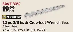 Princess Auto 10 pc 3/8 in. dr Crowfoot Wrench Sets offer