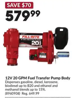 Princess Auto 12V 20 GPM Fuel Transfer Pump Body offer