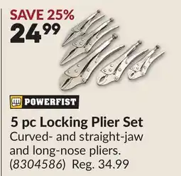 Princess Auto 5 pc Locking Plier Set offer