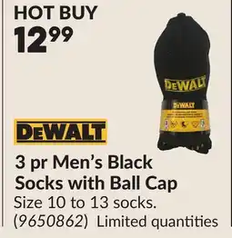 Princess Auto 3 pr Men's Black Socks with Ball Cap offer