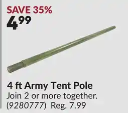 Princess Auto 4 ft Army Tent Pole offer