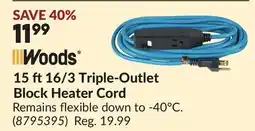 Princess Auto 15 ft16/3 Triple-Outlet Block Heater Cord offer