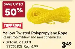 Princess Auto Yellow Twisted Polypropylene Rope offer