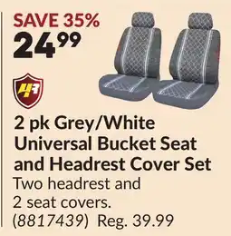 Princess Auto 2 pk Grey/White Universal Bucket Seat and Headrest Cover Set offer