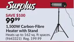 Princess Auto 1,500W Carbon-Fibre Heater with Stand offer