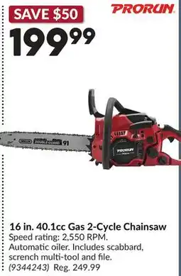 Princess Auto 16 in. 40.1cc Gas 2-Cycle Chainsaw offer