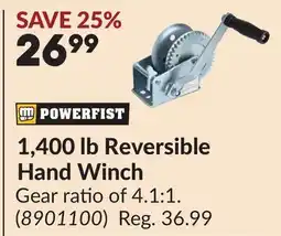 Princess Auto 1,400 lb Reversible Hand Winch offer