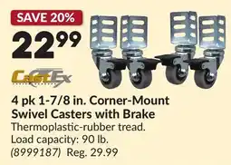 Princess Auto 4 pk 1-7/8 in. Corner-Mount Swivel Caster with Brake offer