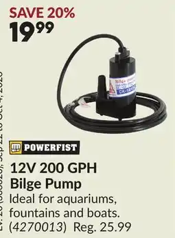 Princess Auto 12V 200 GPH Bilge Pump offer