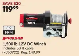 Princess Auto 1,500 lb 12V DC Winch offer