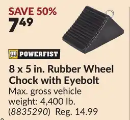 Princess Auto POWERFIST 8 x 5 in. Rubber Wheel Chock with Eyebolt offer
