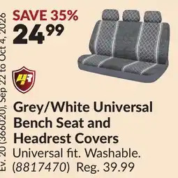 Princess Auto Grey/White Universal Bench Seat and Headrest Covers offer