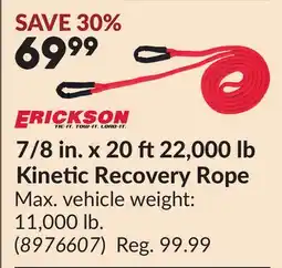 Princess Auto ERICKSON 7/8 in. x 20 ft 22,000 lb Kinetic Recovery Rope offer