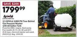 Princess Auto 2.5 GPM @ 3,000 PSI Tow-Behind Gas Pressure Washer with 60 Gallon Tank offer