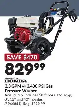 Princess Auto 2.3 GPM @ 3,400 PSI Gas Pressure Washer offer