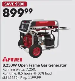 Princess Auto 8,250W Open Frame Gas Generator offer