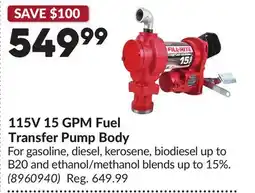 Princess Auto 115V 15 GPM Fuel Transfer Pump Body offer
