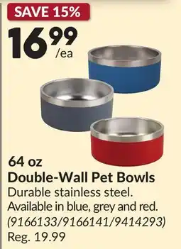 Princess Auto 64 oz Double-Wall Pet Bowls offer