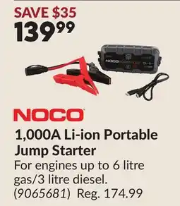 Princess Auto NOCO 1,000A Li-ion Portable Jump Starter offer