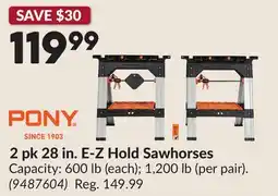 Princess Auto 2 pk 28 in. E-Z Hold Sawhorses offer