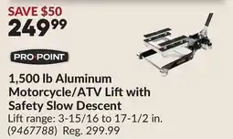 Princess Auto 1,500 lb Aluminum Motorcycle/ATV Lift with Safety Slow Descent offer