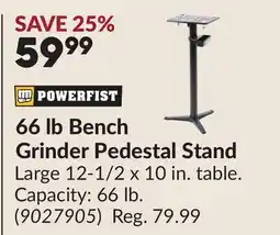 Princess Auto 66 lb Bench Grinder Pedestal Stand offer