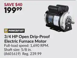 Princess Auto 3/4 HP Open Drip-Proof Electric Furnace Motor offer