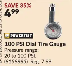 Princess Auto 100 PSI Dial Tire Gauge offer