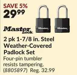 Princess Auto Master Lock 2 pk 1-7/8 in. Steel Weather-Covered Padlock Set offer