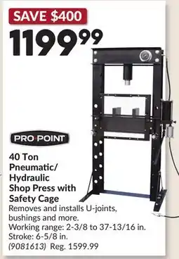 Princess Auto 40 Ton Pneumatic/ Hydraulic Shop Press with Safety Cage offer