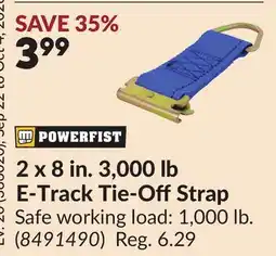 Princess Auto 2 x 8 in. 3,000 lb E-Track Tie-Off Strap offer