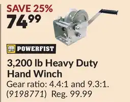Princess Auto 3,200 lb Heavy Duty Hand Winch offer