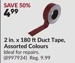 Princess Auto 2 in. x 180 ft Duct Tape, Assorted Colours offer