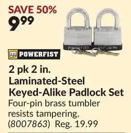 Princess Auto 2 pk 2 in. Laminated-Steel Keyed-Alike Padlock Set offer