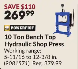 Princess Auto 10 Ton Bench Top Hydraulic Shop Press offer