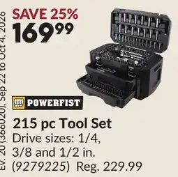 Princess Auto 215 pc Tool Set offer