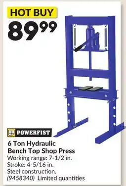 Princess Auto 6 Ton Hydraulic Bench Top Shop Press offer