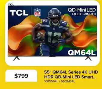 Tcl 55" QM64L Series 4K UHD HDR QD-Mini LED Smart...